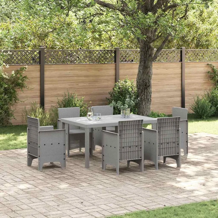 vidaXL Gartentisch Hellgrau 150 x 100 x 73 cm Poly-Rattan 871687 – Bild 1