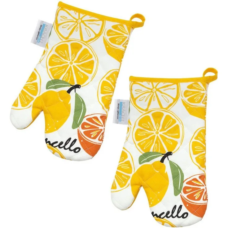 Kracht Topfhandschuhe Limoncello, (2-tlg, 2-teilig), 2er Set Ofenhandschuhe, wattiert, ca. 20x30 cm