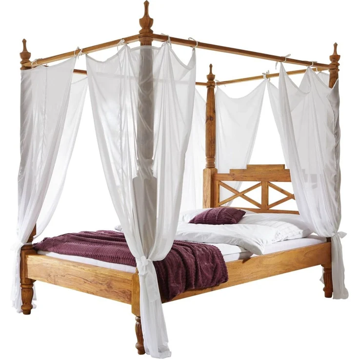 Himmelbett Sheesham 160x200x224 braun geölt NATURE BROWN #531 – Bild 6
