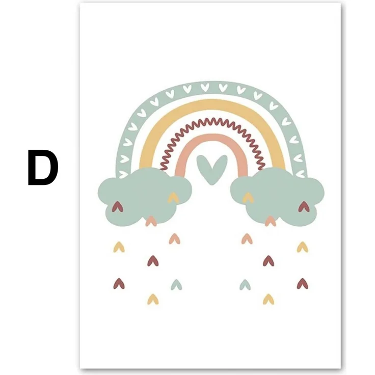 Poster für Kinderzimmer mit Sonne und Regenbogen als Deko Print ohne Rahmen - D / 50 x 70 cm