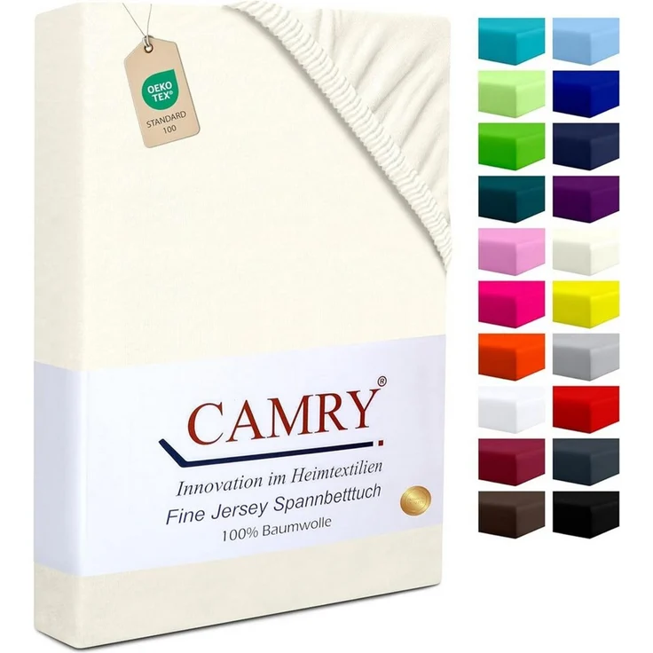Camry Spannbettlaken CLASSIC Jersey 100% Baumwolle Spannbetttuch atmungsaktiv Gummizug, Jersey Baumwolle, Gummizug: rundum, 100% Baumwolle, alle Matratzenhöhen, atmungsaktiv, pflegeleicht – Bild 1