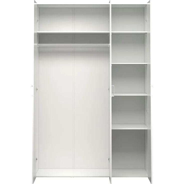 Tvilum Kleiderschrank mit drei Flügeltüren mit vier Innenböden und Kleiderstange, Farbe Weiß, Maße 115 x 175 x 49 cm – Bild 6