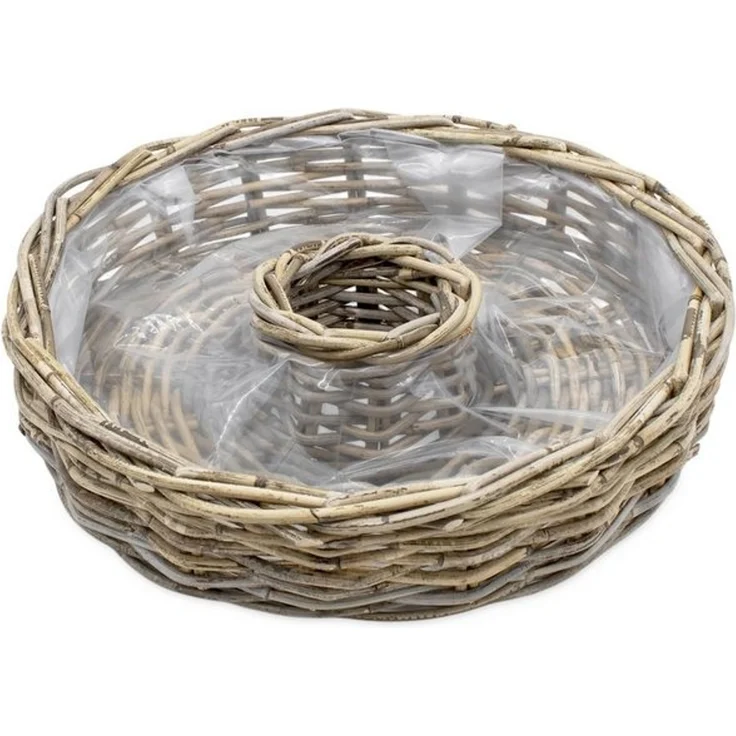 Spetebo Pflanzschale Rattan Blumenschale natur mit Folie - 40 cm (Anzahl, 1 St, Stück), zum direkten Bepflanzen geeignet – Bild 4