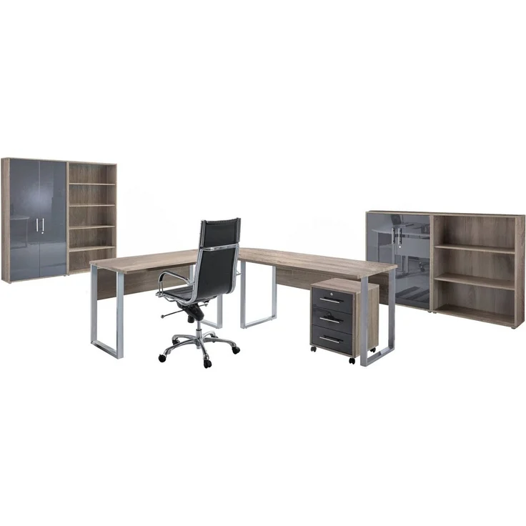 BMG Möbel Büromöbel-Set Office Edition Set 1, (Büro Sparset, 6-tlg), Schränke abschließbar, Regale mit verstellbaren Einlegeböden