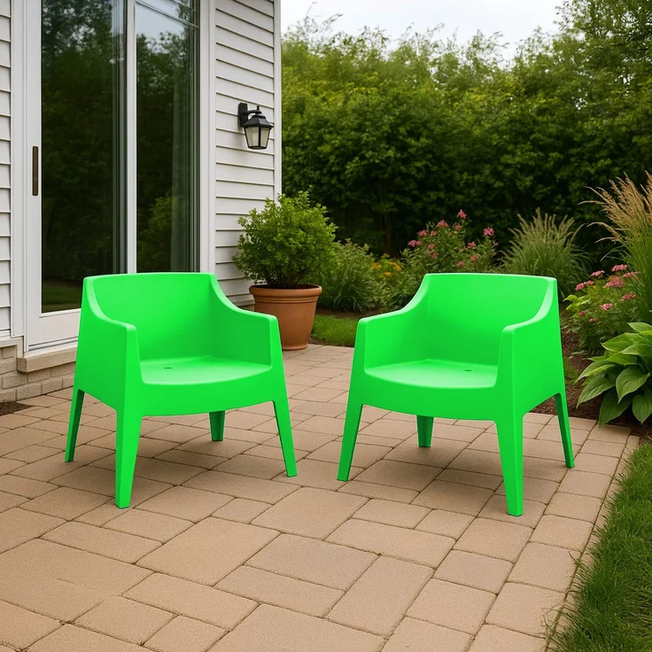 CLP 6er Set Gartenstühle Bartal stapelbar wetterfest UV-beständig bis 150 kg,grün – Bild 3