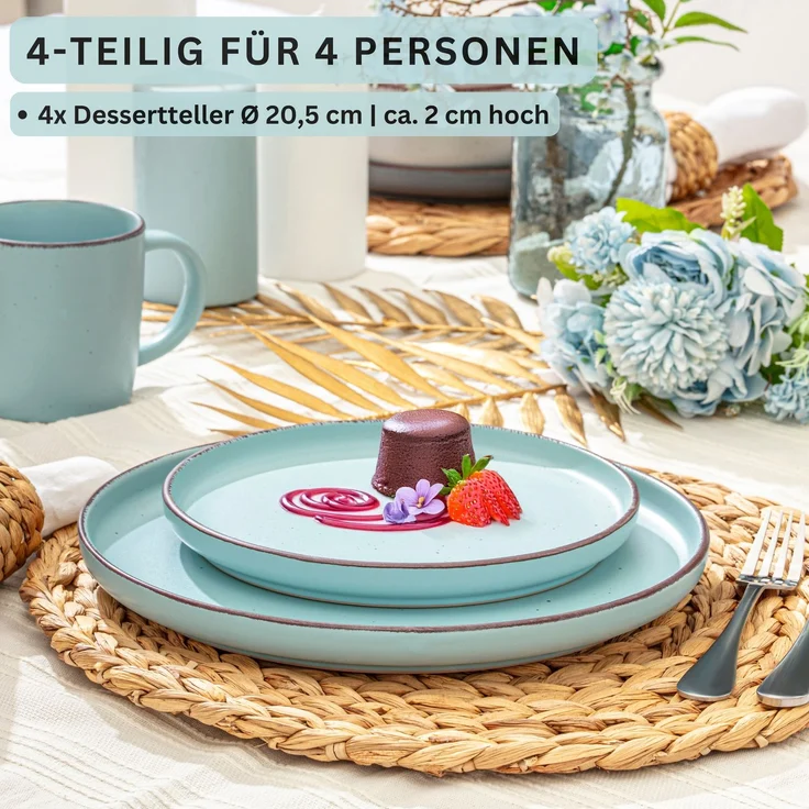 SÄNGER Steingut Dessertteller Bombay Breeze 4 teilig – Bild 1