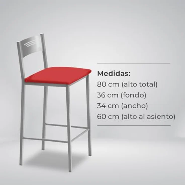 ASTIMESA Zwei Hocker für die Küche, 60 cm, Kunstleder, Rot (TAB60RO) – Bild 8