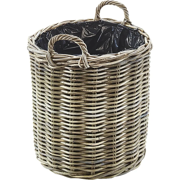 Kobolo Pflanzkübel Pflanzkorb aus grauem Rattan mit Folie klein – Bild 1