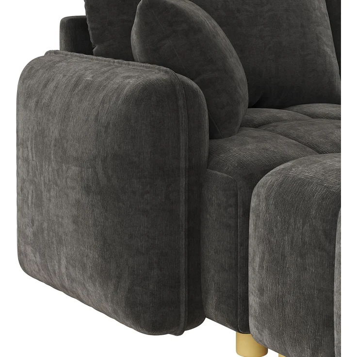 ZUBALIYA L-/U-förmiges wandelbares Ecksofa, 5-Sitzer modulare Sofakombination mit 2 Hockern und Kissen, Chenille-Stoff, Cloud-Sofa, breite Armlehnen, geeignet für Wohnzimmer, Modell N653P7720G – Bild 16