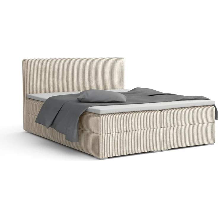 Deine Möbel 24 Boxspringbett LON IV Boxspring Komplettbett Polsterbett Bonellfederkernmatratzen (Cord Beige Creme Grau Dunkelgrau Graphit Schwarz, 3-St, Boxbett Cord Cord-Samt 140x200 160x200 180x200 200x200), inkl. Bettkasten Topper Matratzen H3 H4 – Bild 2