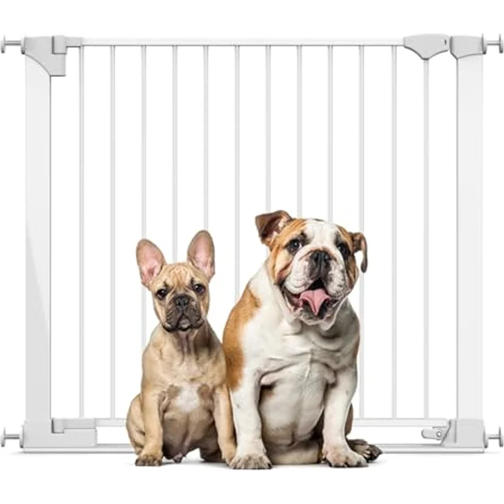 Bettacare Sicherheitsstuffen Haustiergitter, Weiß, 96cm - 103cm, Extra Niedrige Durchgangshöhe, 81cm Extra Breite Türöffnung, Einteiliges Extra Breites Gitter für welpen und Hunde – Bild 2