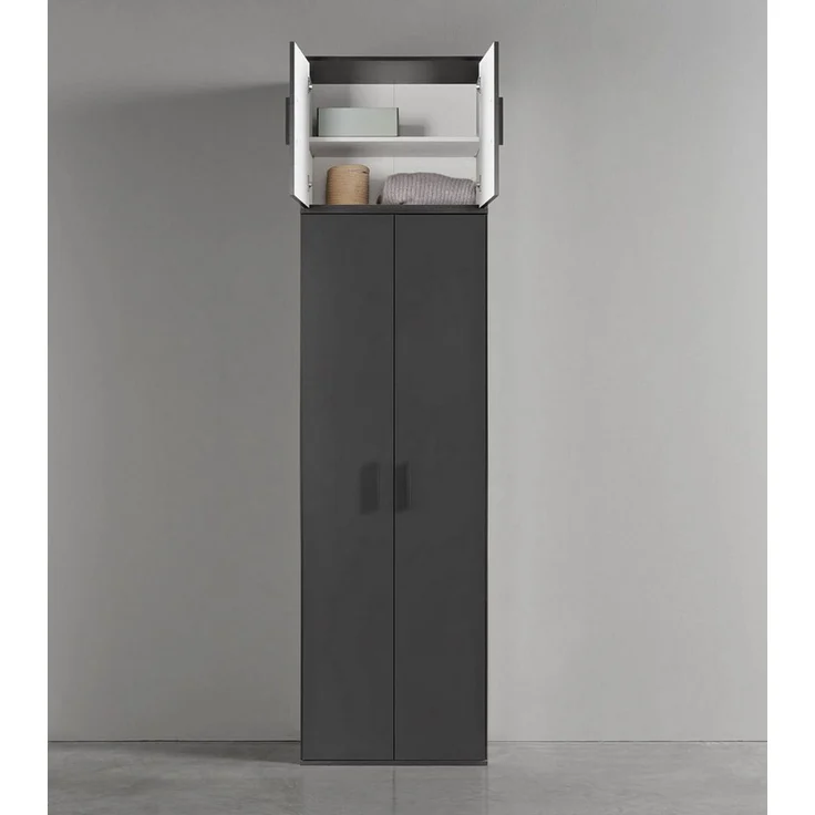 mokebo Mehrzweckschrank Der Extralange Besenschrank, Putzschrank, Flurschrank, Aufbewarhungsschrank schwarz – Bild 2