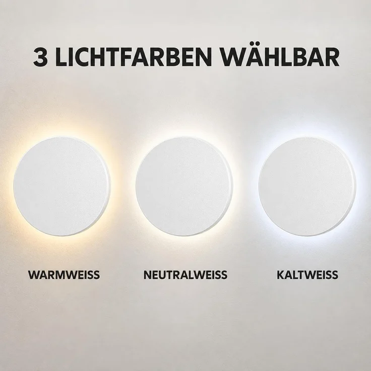 LED 12W Wandleuchte Designer Wandlicht Rund Weiß indirekte Beleuchtung IP65 3000-6500K – Bild 2