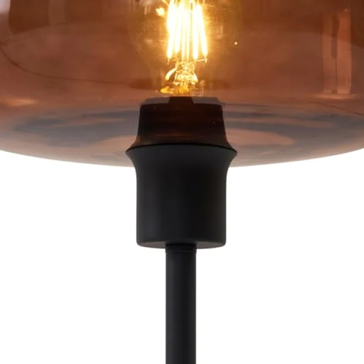 QAZQA Retro Tischleuchte Bizle, Schwarz mit Bronzeglas, Dimmbar, E27, Ideal für Wohnzimmer und Schlafzimmer – Bild 5
