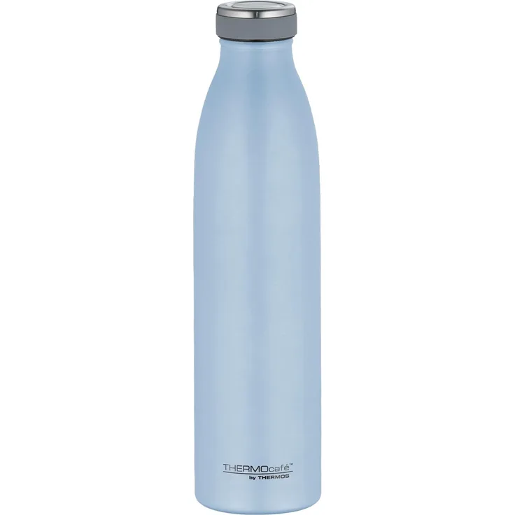 THERMOcafé by THERMOS TC BOTTLE pastell blau matt 0,75l, Edelstahl Isolierflasche kohlensäurefest, 12h heiß 24h kalt, Auslaufsicher, für Schule, Unterwegs & Büro, Pastel Water Mat