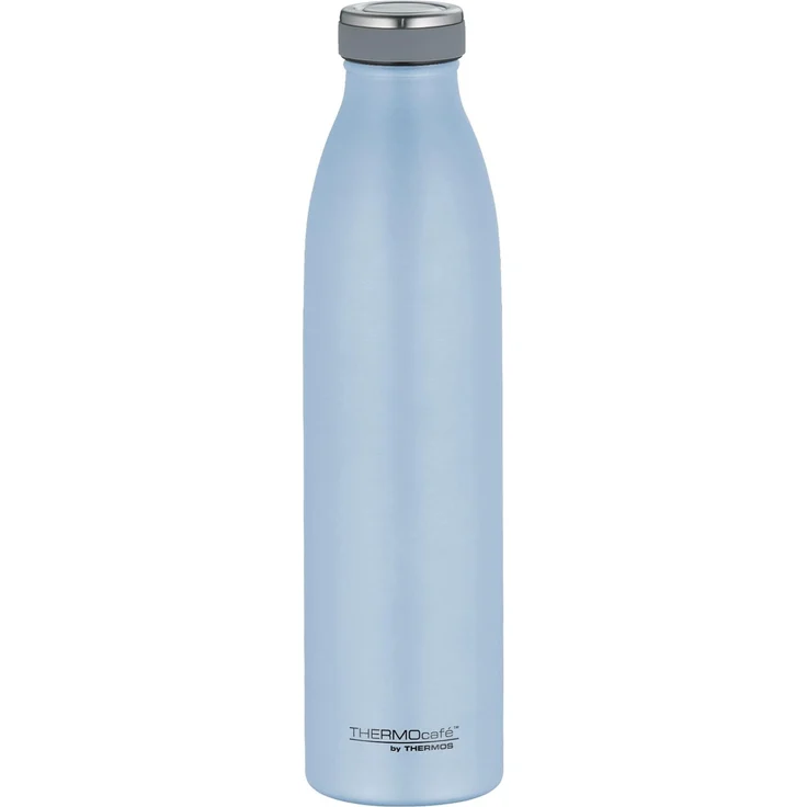 THERMOcafé by THERMOS TC BOTTLE pastell blau matt 0,75l, Edelstahl Isolierflasche kohlensäurefest, 12h heiß 24h kalt, Auslaufsicher, für Schule, Unterwegs & Büro, Pastel Water Mat