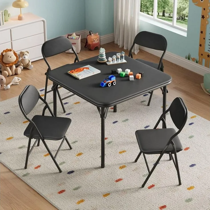 GarveeMore Kindertisch und Stuhlset klappbares 5-teiliges für Esszimmer,Kindertagesstätte, Kinderaktivitätstisch- und Stuhlset für Klassenzimmer
