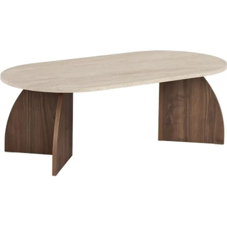 Hanah Home Stilvoller Couchtisch, 120 cm x 60 cm x 40 cm | 100% melaminbeschichtete Spanplatte, 18 mm stark | Elegante Oberfläche in Travertin- und Venezia-Walnuss-Optik, Tragkraft 25 kg – Bild 1