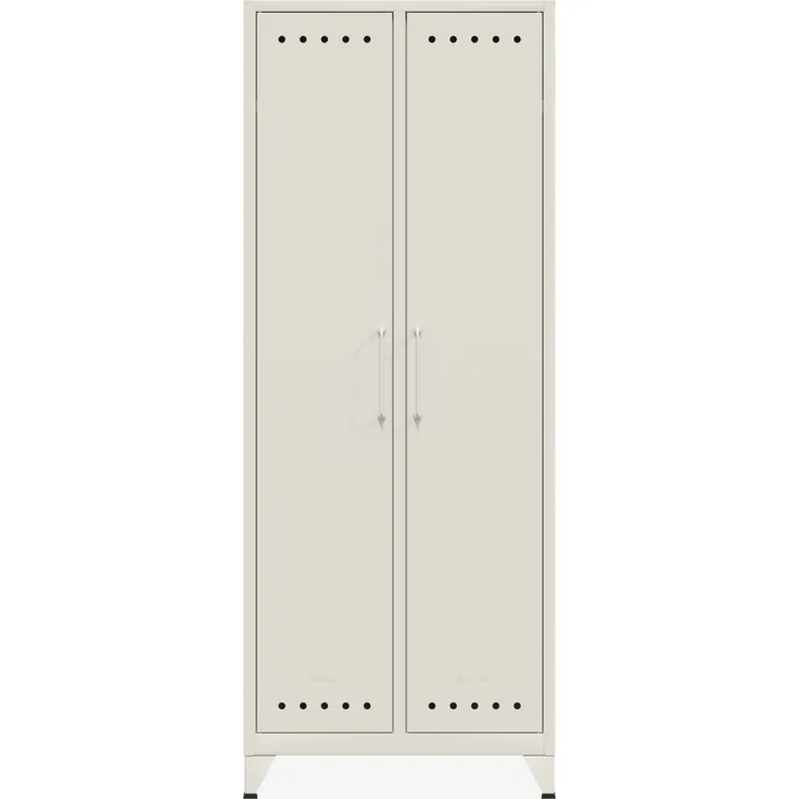 Bisley Fern Maxi Kleiderschrank, mit Kleiderstange und einem festen Fachboden, aus hochwertigem, nachhaltigem Stahl hergestellt, 16 mm große Design Lüftungslöcher auf allen Türen, moderner und industrieller Flair, mit integrierten Füßen, H 1800 x B 700...