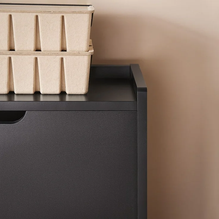 SoBuy FSR100-SCH Schuhschrank, MDF, Lackiert, Dunkelgrau, 100 x 91 x 19 cm – Bild 5