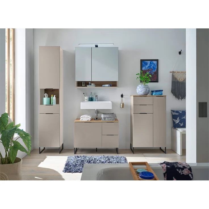 Hochschrank Djerba / Denver, Holzwerkstoff, Beige, Holzfarben, 38 x 195 x 32 cm – Bild 10