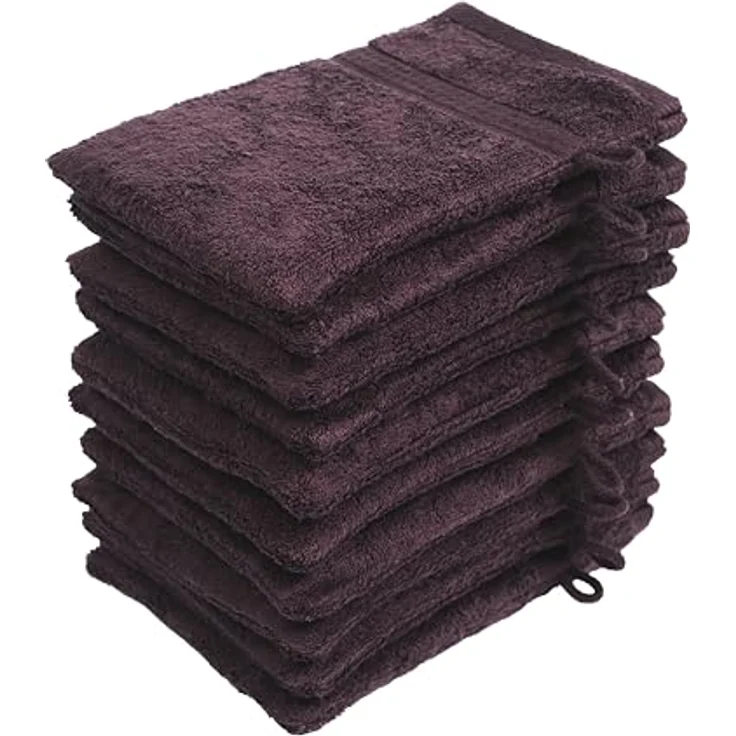 10er Set Waschhandschuhe Waschlappen Kaffeebraun 16x21 cm | 100% Baumwolle Frottier | Oeko-TEX® Standard 100 | Premium Qualität 500 g/m² – Bild 4