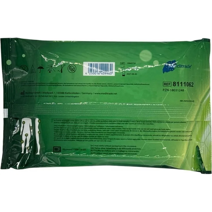 MediTrade Einmal-Waschhandschuh BeeSana® - Waschhandschuh - Vitamin C,Kamille & Aloe Vera - 8Stk. (192-St)