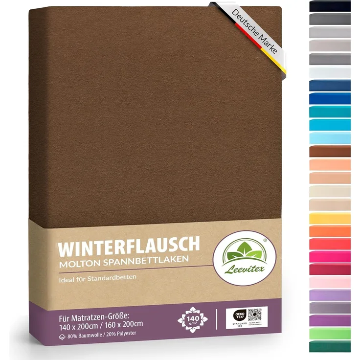 leevitex® Spannbettlaken für kalte Nächte – angenehm weich, passgenau, farbstark & pflegeleicht, Gummizug: Rundum