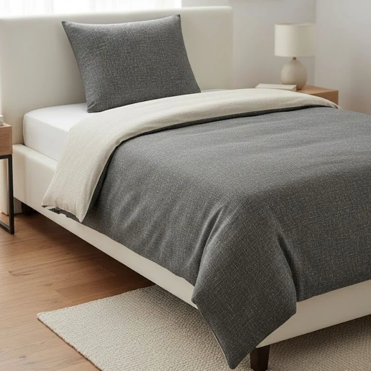 Renforce Wendebettwäsche mit Reißverschluss - Bettwäsche aus 100% Baumwolle, Grau 135x200 cm + 80x80 cm – Bild 2