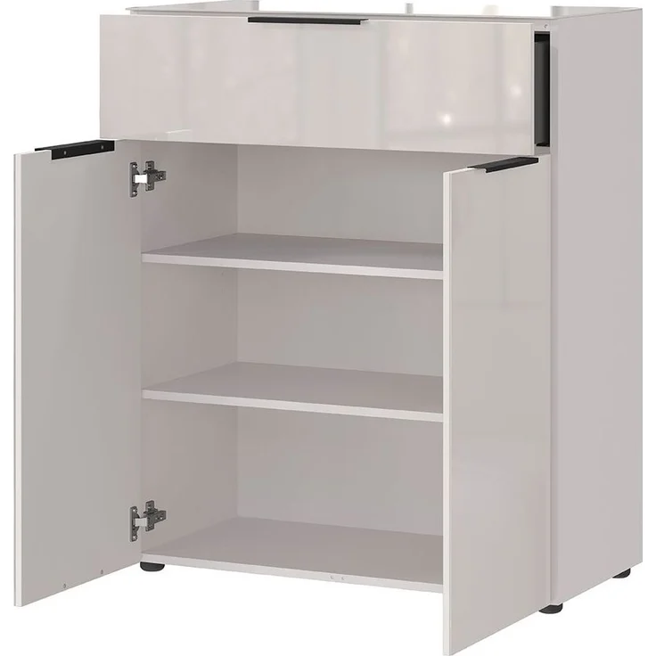 Kommode Owingen / Oakland, Glas, Holzwerkstoff, Grau, 83 x 102 x 42 cm – Bild 3