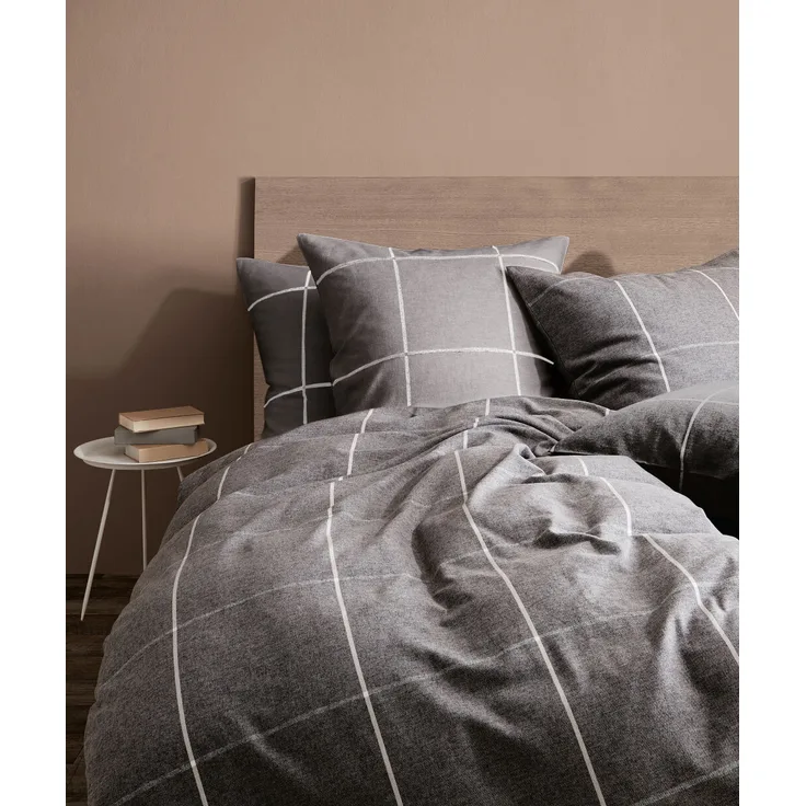 Fleuresse Lech Edelflanell Bettwäsche 240x220 Karo dunkelgrau 604311-01