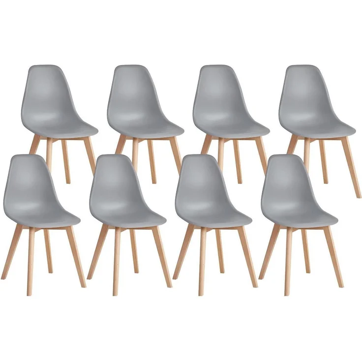 Esszimmerstühle 8er Set Buchenholzbeine Hochzeit Grau 8 Stühle – Bild 1