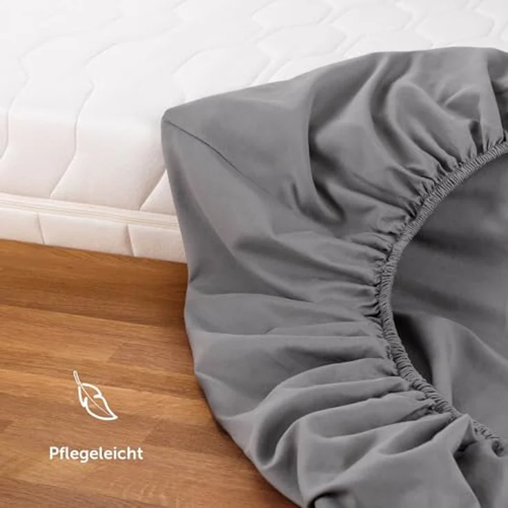 Blumtal® Spannbettlaken - Microfaser - Ökotex zertifiziert - 90x200cm - grau - atmungsaktiv und pflegeleicht – Bild 5