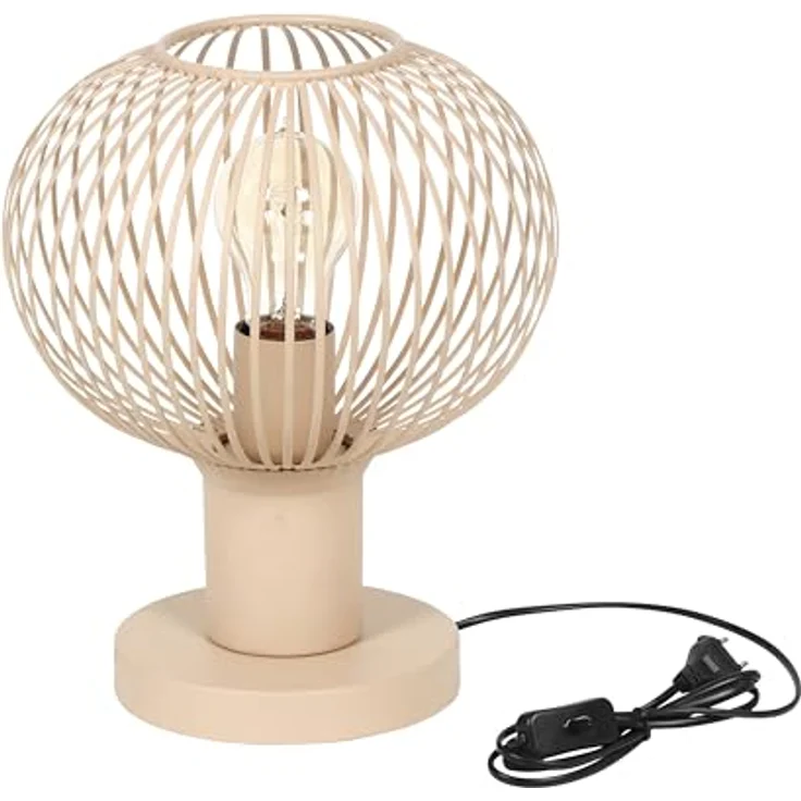 TRIO GILA Draht-Tischleuchte, Moderne Tischlampe in Beige, 23 cm, Metall Kugel, E27 LED geeignet – Bild 3