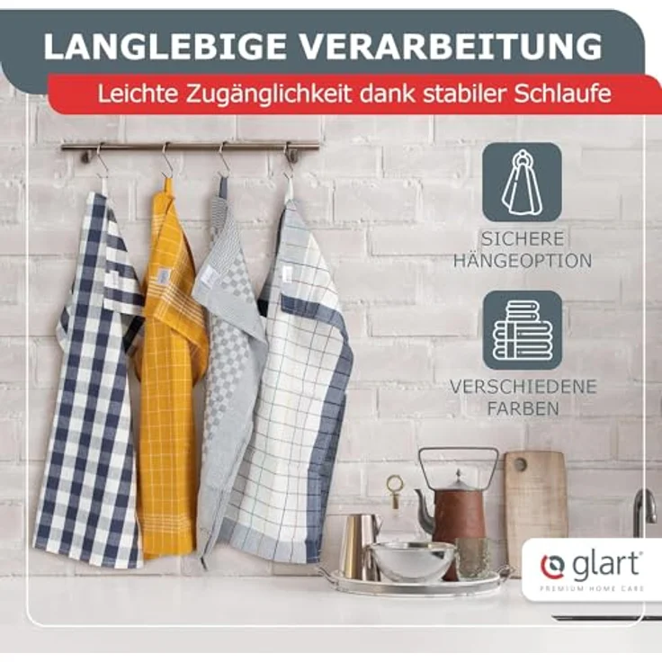 Glart 48KV1 Geschirrtücher Set – 5 Stück à 50x70 cm – 100 % Baumwolle – 300 GSM – Oeko-TEX Zertifiziert – Lila kariert – Küchenhandtücher spülmaschinenfest – Bild 2