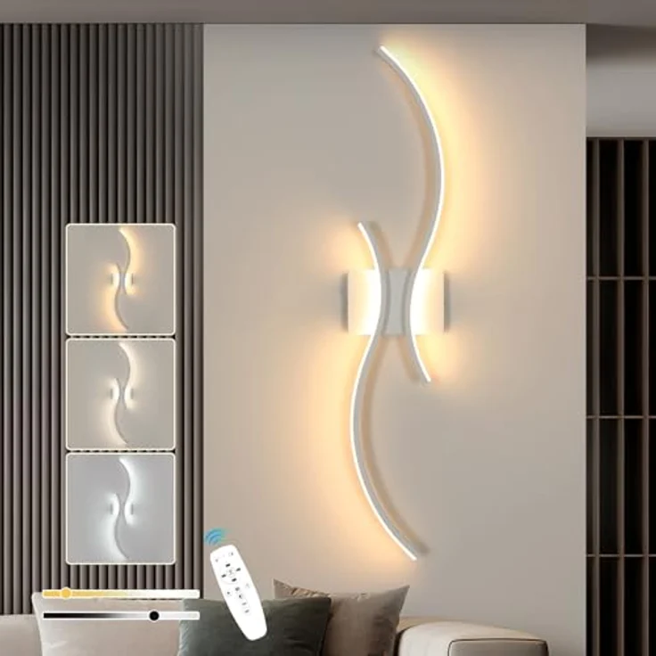 Goeco LED Wandleuchte Dimmbar, 80cm Lang Wandlampe Innen 2 Fimmige 3000K-6500K, Memory-Funktion, Modern LED Wandbeleuchtung für Flur Treppenhaus Wohnzimmer Schlafzimmer, Weiß – Bild 2