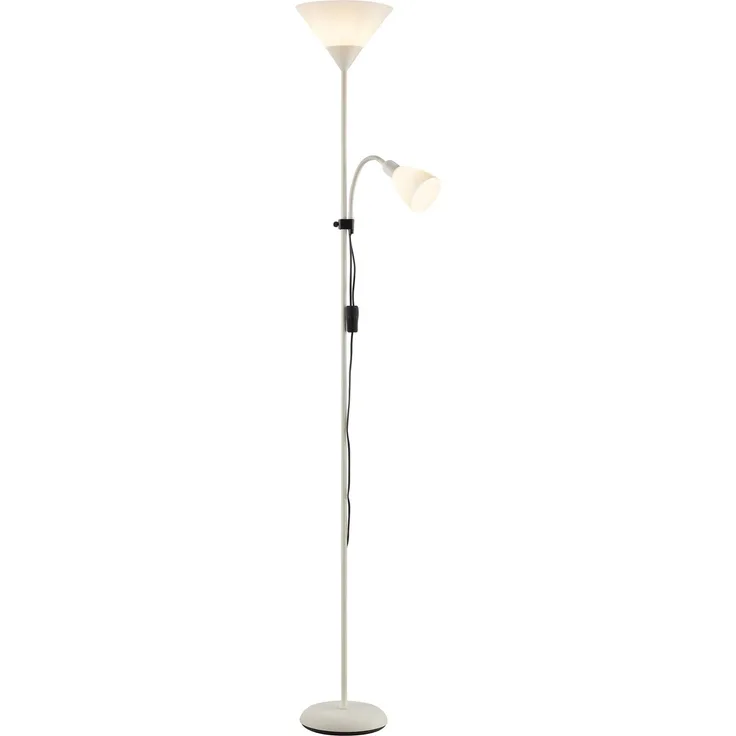 Brilliant Spari Deckenfluter mit Leselampe beige - LED Stehlampe - 1,8 m Standleuchte - für LED-Leuchtmittel geeignet (E27 & E14 Fassung) - mit verstellbarem Lesearm