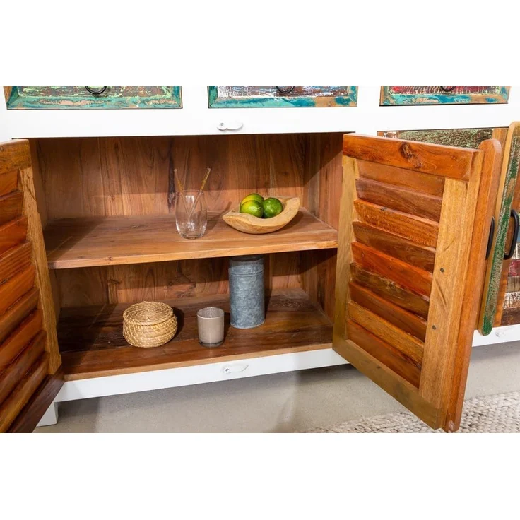 riess-ambiente Sideboard JAKARTA 160cm weiß / natur / bunt (1 St), Wohnzimmer · Massivholz · Kommode · Landhausstil – Bild 9