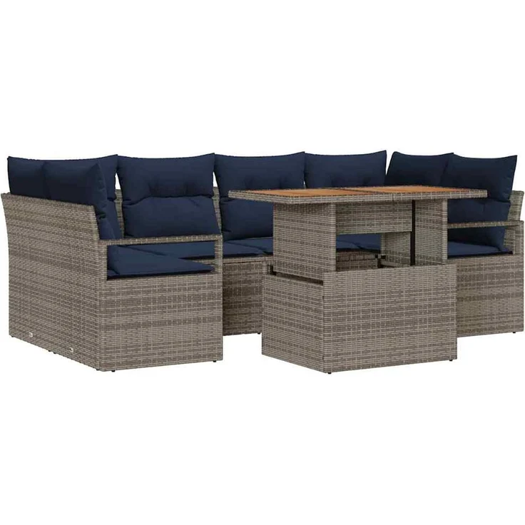 vidaXL Garten-Sofa-Set 7 stk. 6-Sitzer Grau 3349667 – Bild 2