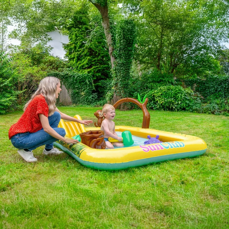 SunClub Wasserspielcenter Tiere 214 x 167 x 85 cm mit Rutsche, Sprinkler und Spielzubehör – Bild 4