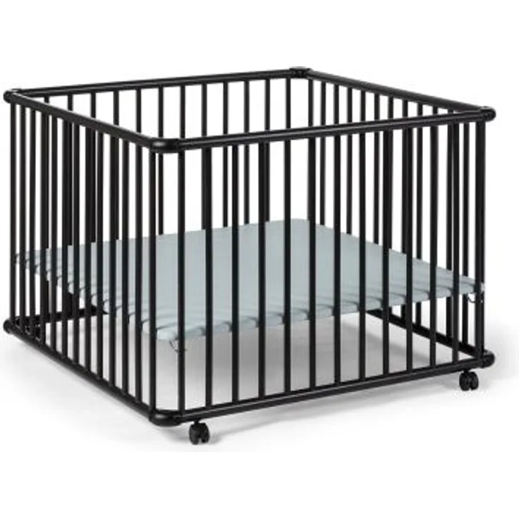 Geuther Laufstall Belami Plus - einfach zerlegbares Laufgitter, TÜV geprüft, aus Holz in Kolonial, Dekor: Mint, Größe: 97x97 cm