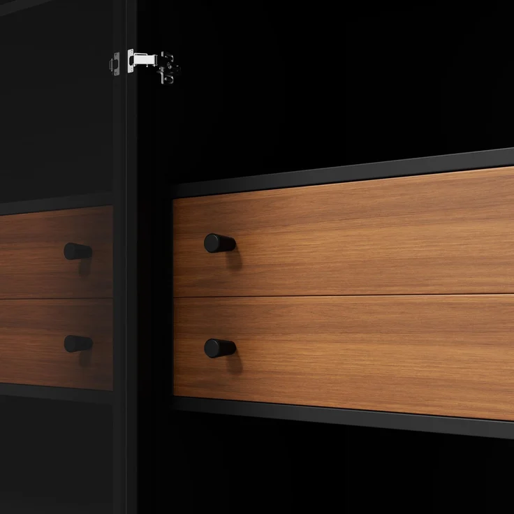 ZUBALIYA Vitrine, mit Schubladen, mit Stauraum, mit LED-Beleuchtung, mit App-Steuerung, H 170 × T 36 × B 70 cm, Schwarz, MDF / Spanplatte – Bild 19