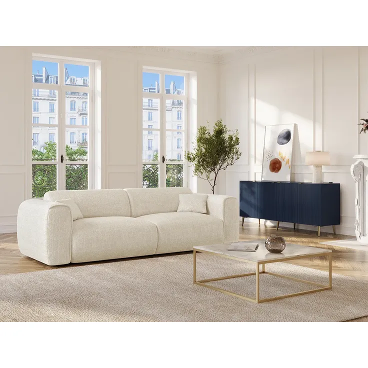 Vente-unique - POGNIA Sofa Stoff Beige - B 100 cm x H 73 cm x L 236 cm