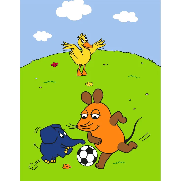 BERONAGE Kinderteppich Die Sendung mit der Maus Fußball Spiel-Teppich 100x133 cm, rechteckig, Höhe: 10 mm, rutschfest