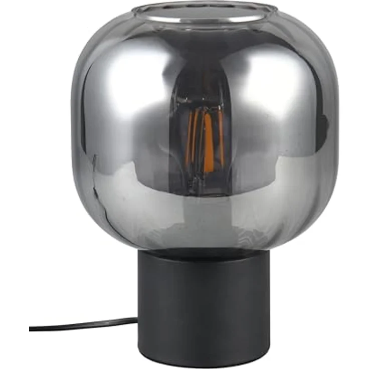TRIO DIVA Tischleuchte, Klemmleuchte mit Glasschirm, schwarz, 20x26 cm, ideal für energiesparende LED Leuchtmittel – Bild 1