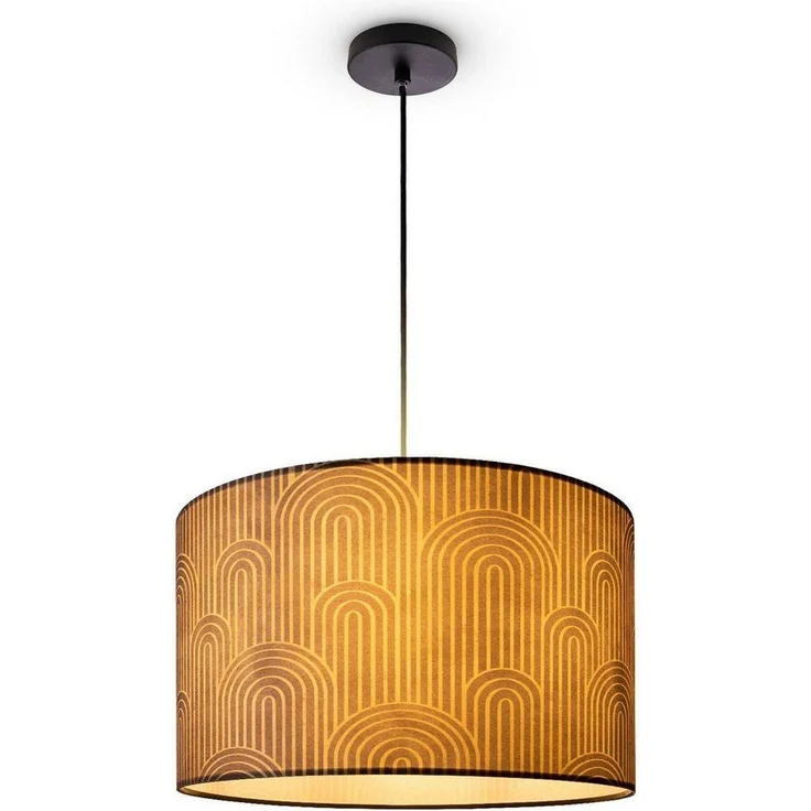 Paco Home Pendelleuchte Hugo Pillar, ohne Leuchtmittel, Pendelleuchte Wohnzimmer Stofflampe Rund Esszimmer Vintage Retro – Bild 3