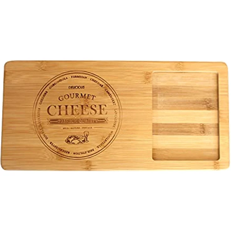 Schneidebrett Excellent Houseware aus Holz zum Servieren mit Messer für Käse 38x18 cm – Bild 4