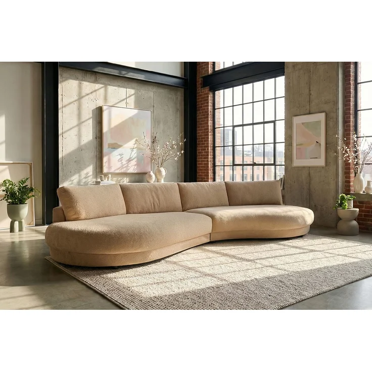 KAWOLA Big Sofa PADANA Stoff creme 86 x 166 x 410 cm – Bild 1