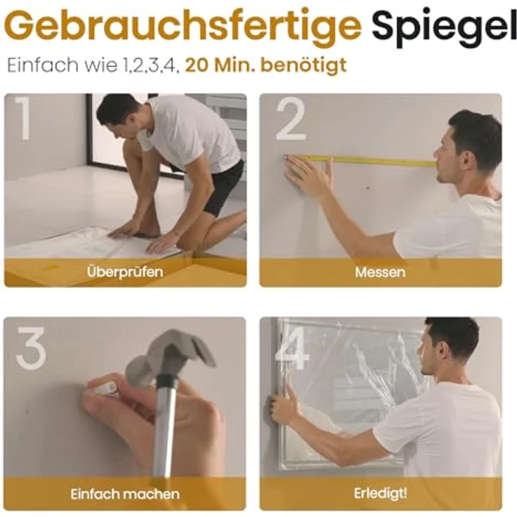 EMKE LED Badspiegel 80x60cm Uhr Beschlagfrei Kaltweißes Licht 3-fache Vergrößerung Touch – Bild 9