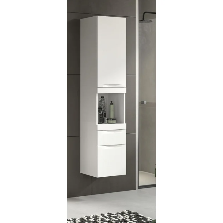 Badezimmer Hochschrank hängend Gusto in weiß matt 38x166 cm – Bild 4